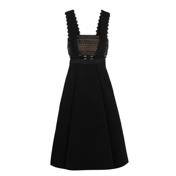 Self-Portrait Dresses & Skirts - Self Portrait Leila Guipure Lace Dress Midi A Line Black Size 6